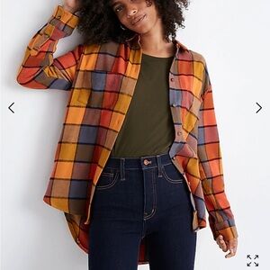 Good used condition colorful Madewell flannel size large